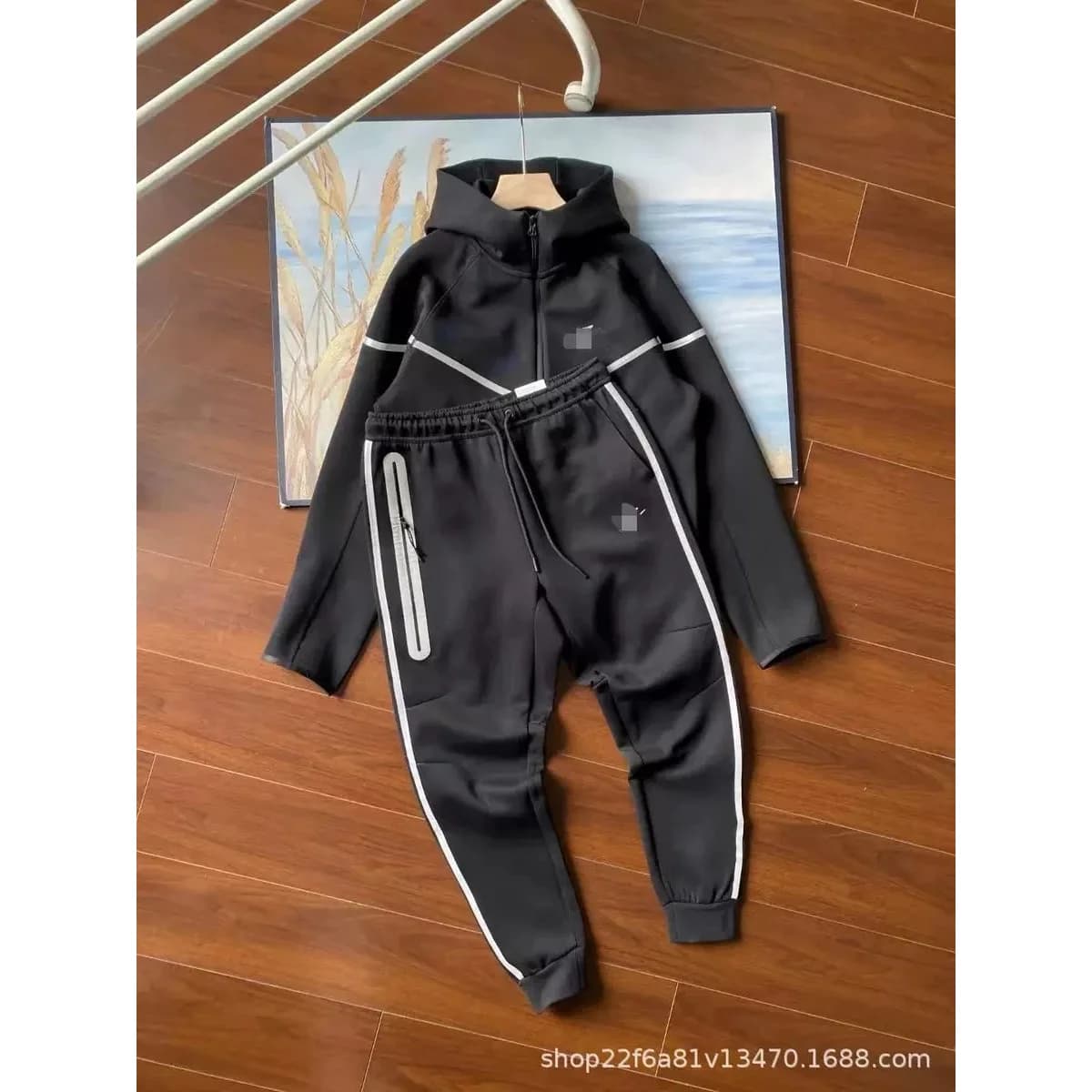 Nike Air Tech Fleece Black Tech Velvet Reflective Stripes Tracksuit
