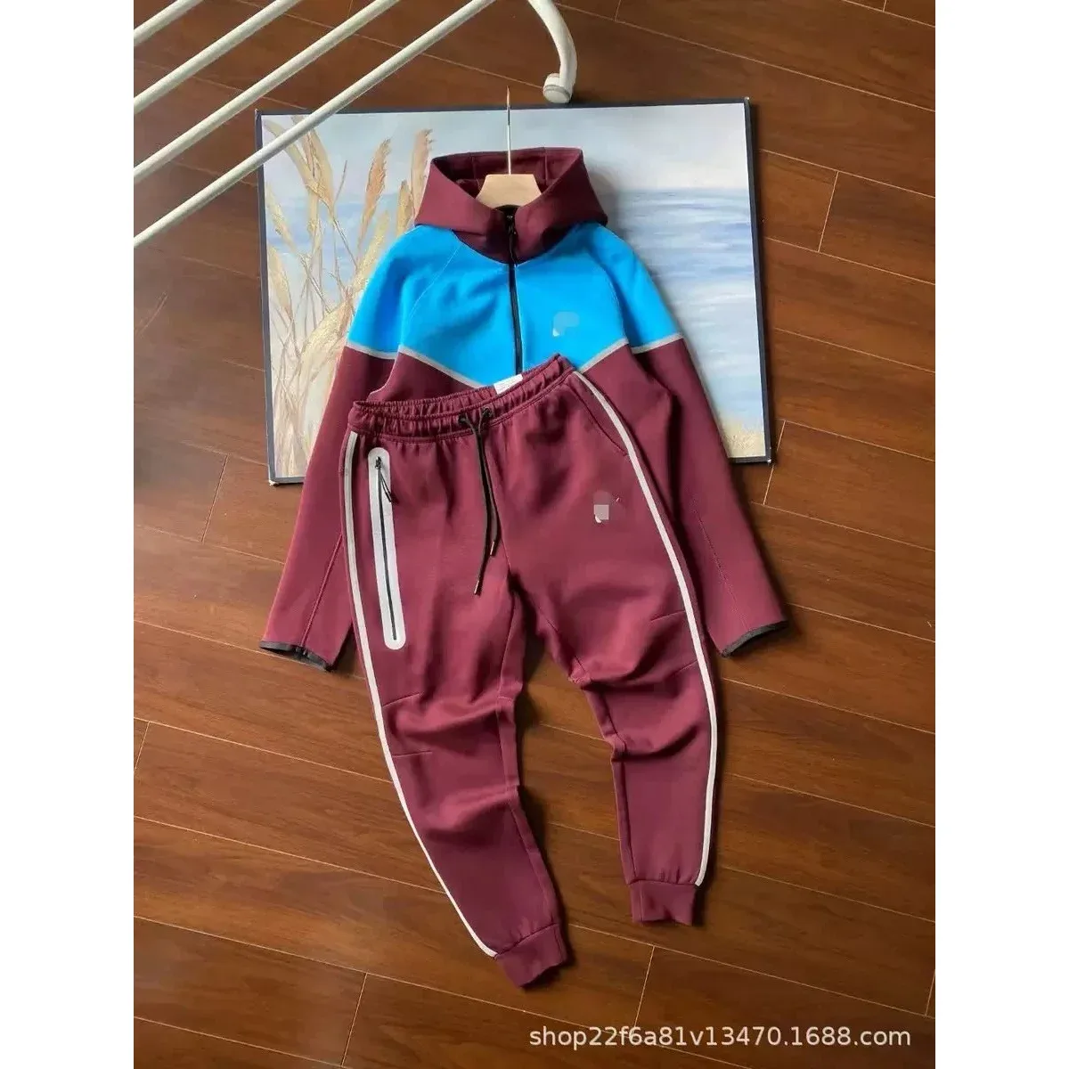 Nike Air Tech Fleece Tech Pack Tracksuit Burgundy/Blue